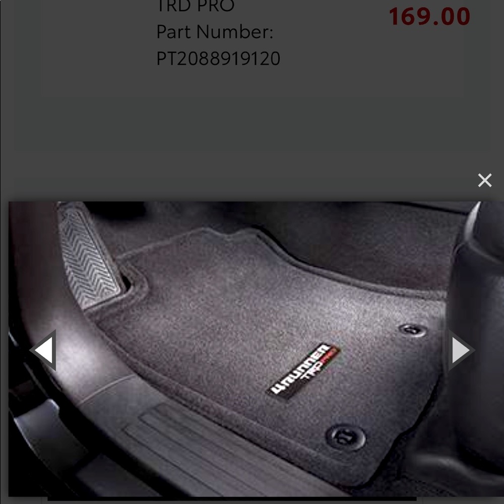Toyota 4Runner TRD Pro Carpet Floor Mats- Black